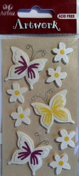 3D Sticker Schmetterlinge, Blumen